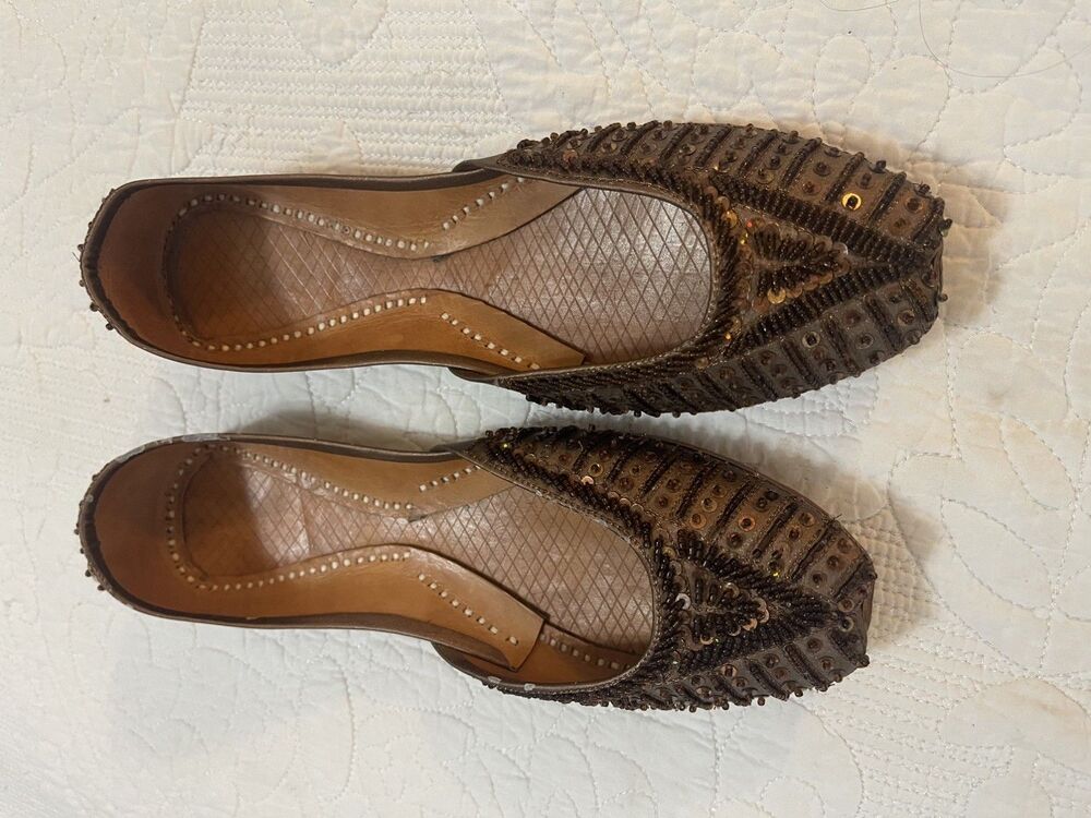 Echt Leder Shoes sequin beaded detail handmade flats Sz 5.5